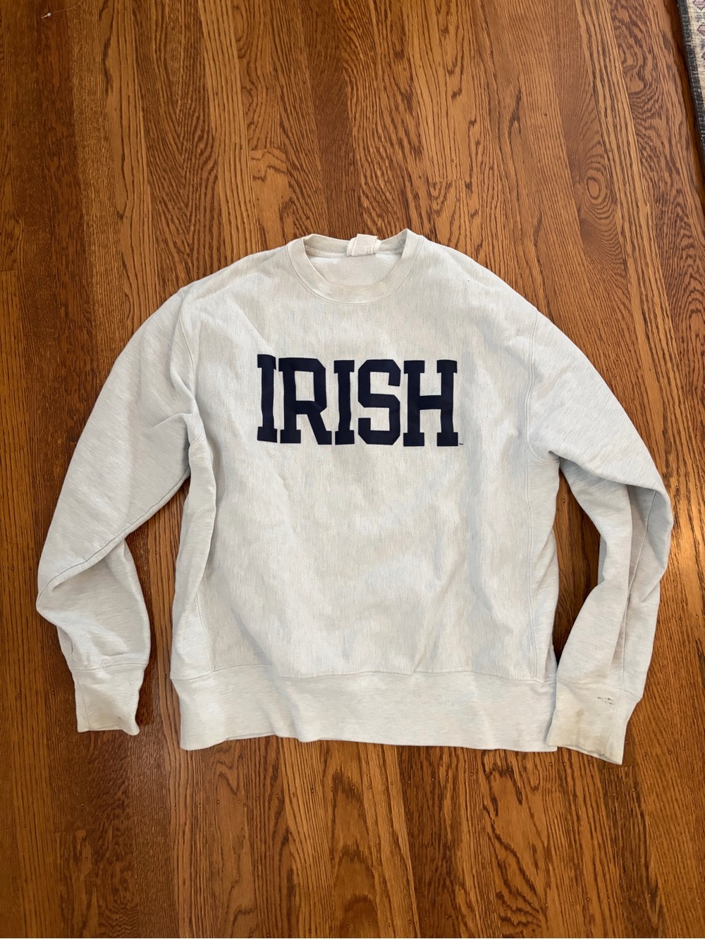 Champion Crewneck Sweatshirt in Light Gray with Navy